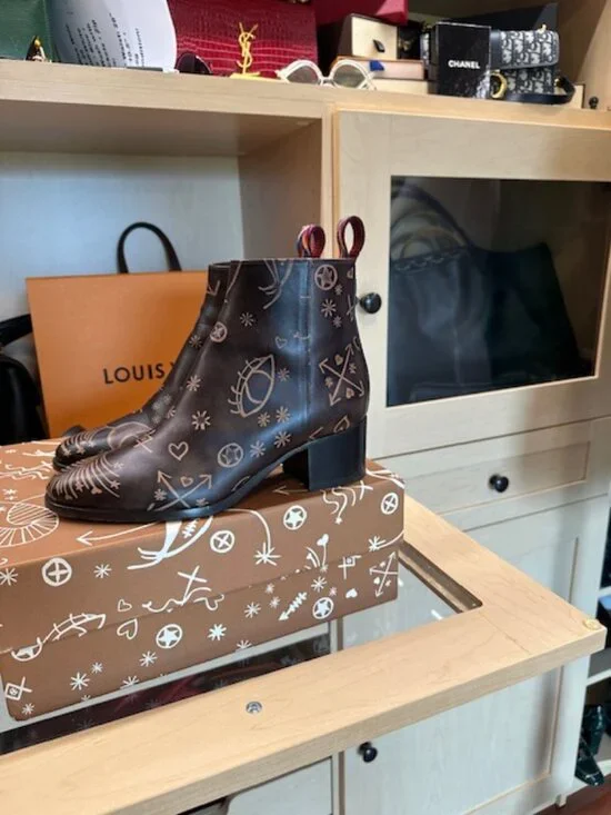 Valentino Santeria Leather Brown Ankle Boots Size 37.5 - Picture 4 of 12